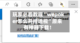 玩家必看教程“wepoker怎么开挂透视	”原来有神器下载！-第2张图片