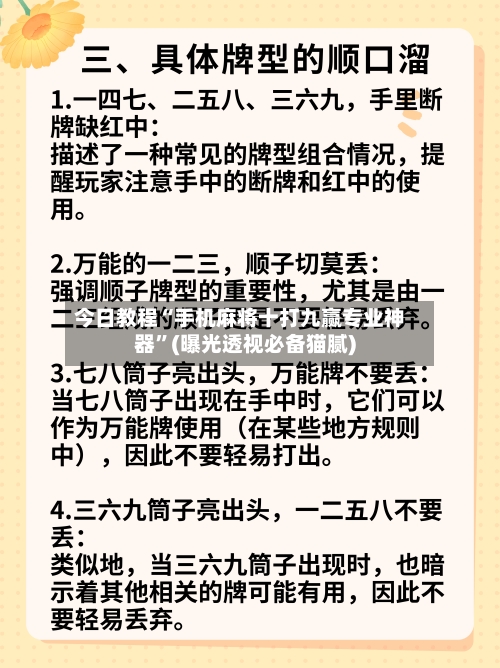 今日教程“手机麻将十打九赢专业神器	”(曝光透视必备猫腻)-第1张图片