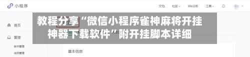 教程分享“微信小程序雀神麻将开挂神器下载软件”附开挂脚本详细-第2张图片