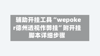 辅助开挂工具“wepoker德州透视作弊挂”附开挂脚本详细步骤-第1张图片