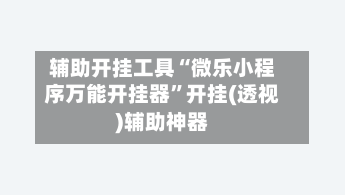 辅助开挂工具“微乐小程序万能开挂器”开挂(透视)辅助神器-第3张图片