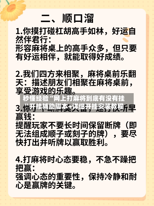 秒懂经验“网上打麻将到底有没有挂”开挂辅助脚本+详细开挂安装教程-第2张图片