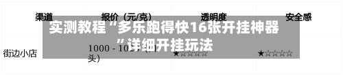 实测教程“多乐跑得快16张开挂神器”详细开挂玩法-第2张图片