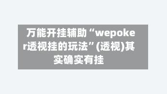 万能开挂辅助“wepoker透视挂的玩法”(透视)其实确实有挂-第2张图片