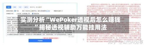 实测分析“WePoker透视后怎么赚钱”揭秘透视辅助万能挂用法-第3张图片