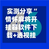 实测分享“情怀麻将开挂器软件下载+透视挂”开挂辅助软件教程-第3张图片