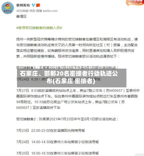 石家庄、邯郸20名密接者行动轨迹公布(石家庄 密接者)-第1张图片