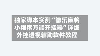 独家脚本实测“微乐麻将小程序万能开挂器”详细外挂透视辅助软件教程-第3张图片