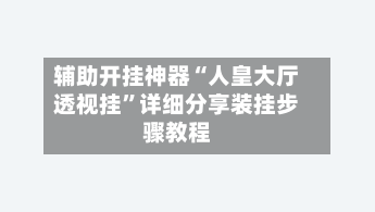 辅助开挂神器“人皇大厅透视挂	”详细分享装挂步骤教程-第1张图片