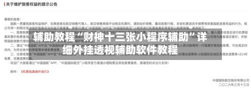 辅助教程“财神十三张小程序辅助	”详细外挂透视辅助软件教程-第2张图片