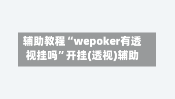 辅助教程“wepoker有透视挂吗	”开挂(透视)辅助-第2张图片