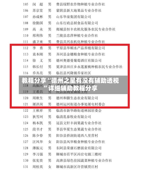 教程分享“德州之星有没有辅助透视”详细辅助教程分享-第1张图片