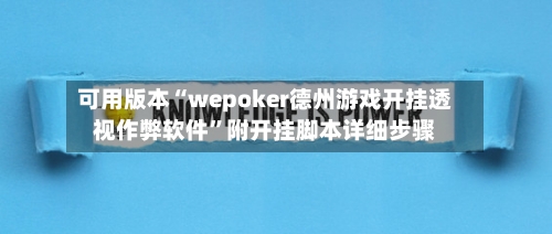 可用版本“wepoker德州游戏开挂透视作弊软件”附开挂脚本详细步骤-第2张图片