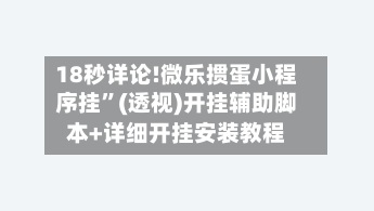 18秒详论!微乐掼蛋小程序挂”(透视)开挂辅助脚本+详细开挂安装教程-第2张图片