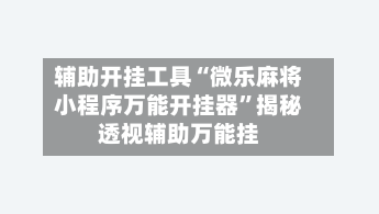 辅助开挂工具“微乐麻将小程序万能开挂器”揭秘透视辅助万能挂-第3张图片