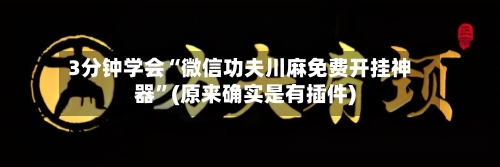 3分钟学会“微信功夫川麻免费开挂神器	”(原来确实是有插件)-第3张图片