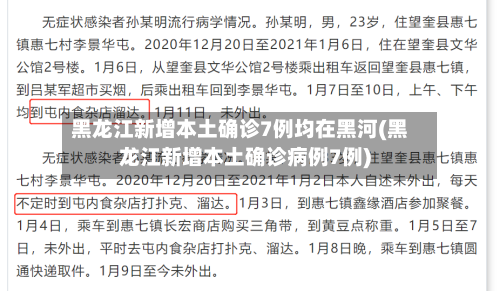 黑龙江新增本土确诊7例均在黑河(黑龙江新增本土确诊病例7例)-第1张图片