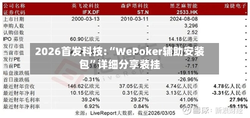 2026首发科技:“WePoker辅助安装包	”详细分享装挂-第1张图片