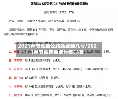 2021春节高速公路免费到几号/2021春节高速免费具体时间-第2张图片