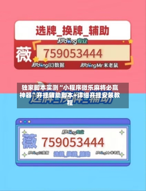 独家脚本实测“小程序微乐麻将必赢神器	”开挂辅助脚本+详细开挂安装教程-第1张图片