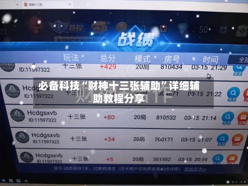 必备科技“财神十三张辅助”详细辅助教程分享-第1张图片