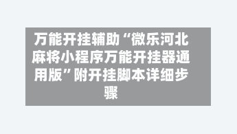 万能开挂辅助“微乐河北麻将小程序万能开挂器通用版”附开挂脚本详细步骤-第3张图片