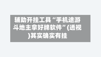 辅助开挂工具“手机途游斗地主拿好牌软件”(透视)其实确实有挂-第2张图片