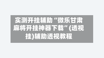 实测开挂辅助“微乐甘肃麻将开挂神器下载”(透视挂)辅助透视教程-第2张图片