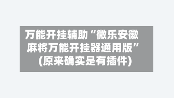 万能开挂辅助“微乐安徽麻将万能开挂器通用版”(原来确实是有插件)-第3张图片