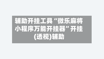 辅助开挂工具“微乐麻将小程序万能开挂器”开挂(透视)辅助-第2张图片