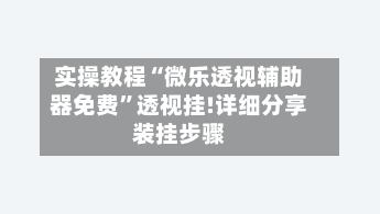 实操教程“微乐透视辅助器免费	”透视挂!详细分享装挂步骤-第2张图片