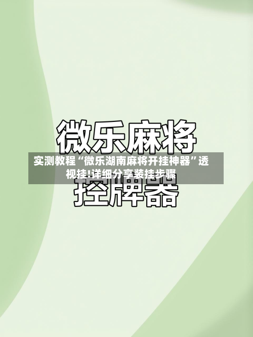 实测教程“微乐湖南麻将开挂神器	”透视挂!详细分享装挂步骤-第1张图片
