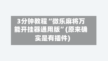 3分钟教程“微乐麻将万能开挂器通用版	”(原来确实是有插件)-第2张图片