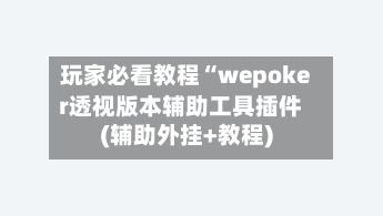 玩家必看教程“wepoker透视版本辅助工具插件(辅助外挂+教程)-第1张图片