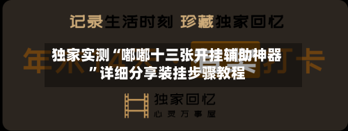 独家实测“嘟嘟十三张开挂辅助神器”详细分享装挂步骤教程-第2张图片