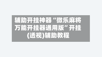 辅助开挂神器“微乐麻将万能开挂器通用版”开挂(透视)辅助教程-第3张图片