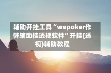 辅助开挂工具“wepoker作弊辅助挂透视软件”开挂(透视)辅助教程-第2张图片