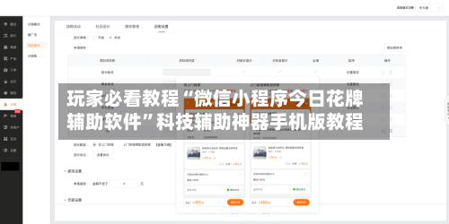 玩家必看教程“微信小程序今日花牌辅助软件	”科技辅助神器手机版教程-第1张图片