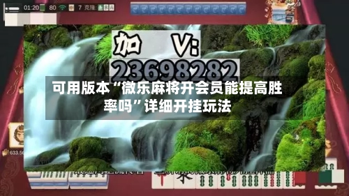 可用版本“微乐麻将开会员能提高胜率吗”详细开挂玩法-第1张图片