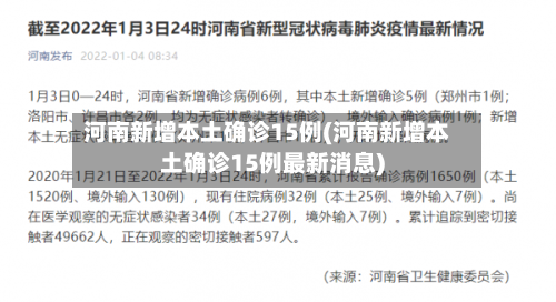 河南新增本土确诊15例(河南新增本土确诊15例最新消息)-第1张图片