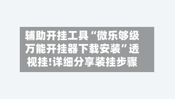 辅助开挂工具“微乐够级万能开挂器下载安装”透视挂!详细分享装挂步骤-第3张图片