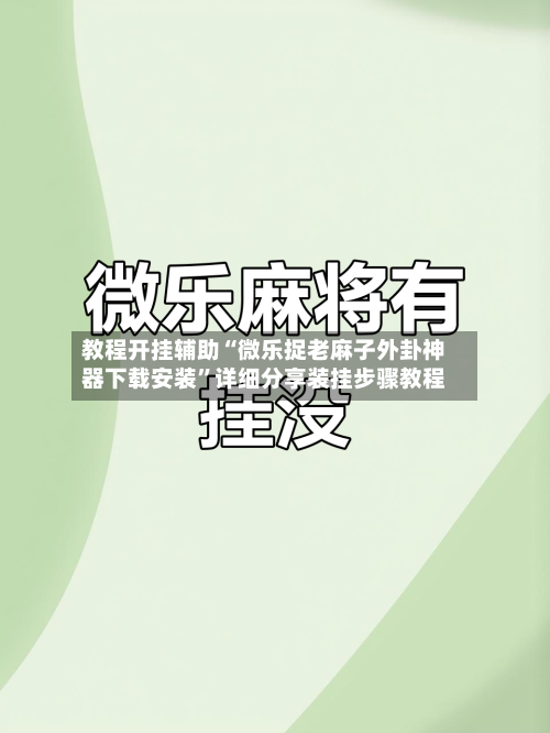 教程开挂辅助“微乐捉老麻子外卦神器下载安装	”详细分享装挂步骤教程-第2张图片