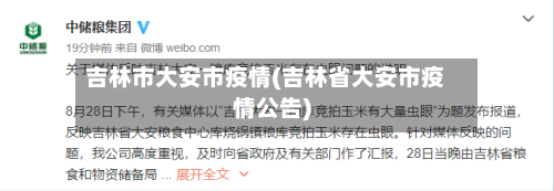 吉林市大安市疫情(吉林省大安市疫情公告)-第1张图片