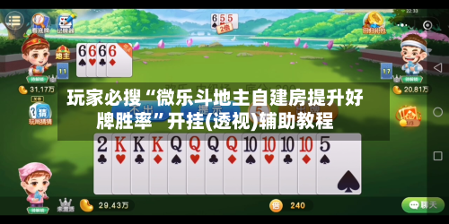 玩家必搜“微乐斗地主自建房提升好牌胜率”开挂(透视)辅助教程-第1张图片