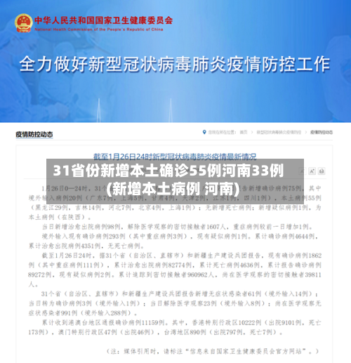 31省份新增本土确诊55例河南33例(新增本土病例 河南)-第1张图片