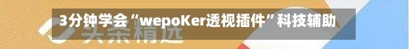 3分钟学会“wepoKer透视插件”科技辅助神器手机版教程-第2张图片