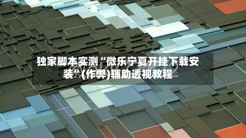 独家脚本实测“微乐宁夏开挂下载安装”(作弊)辅助透视教程-第1张图片
