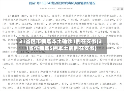31省区市新增本土确诊1例在安徽(31省份新增5例本土病例在安徽)-第2张图片
