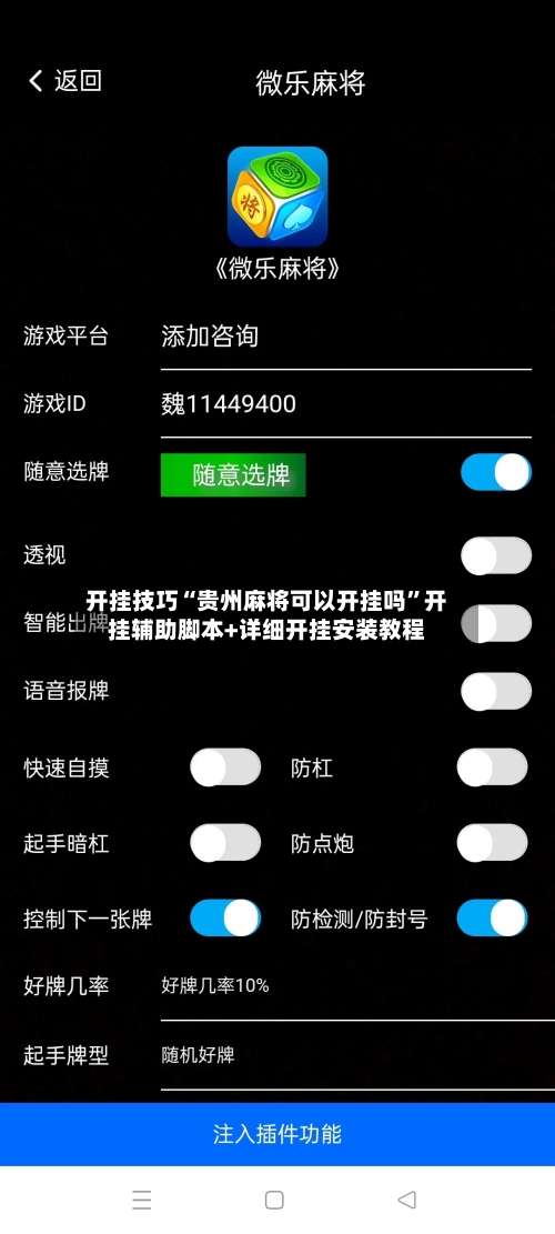 开挂技巧“贵州麻将可以开挂吗”开挂辅助脚本+详细开挂安装教程-第3张图片