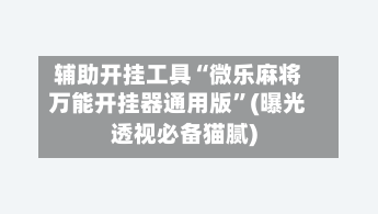 辅助开挂工具“微乐麻将万能开挂器通用版”(曝光透视必备猫腻)-第1张图片